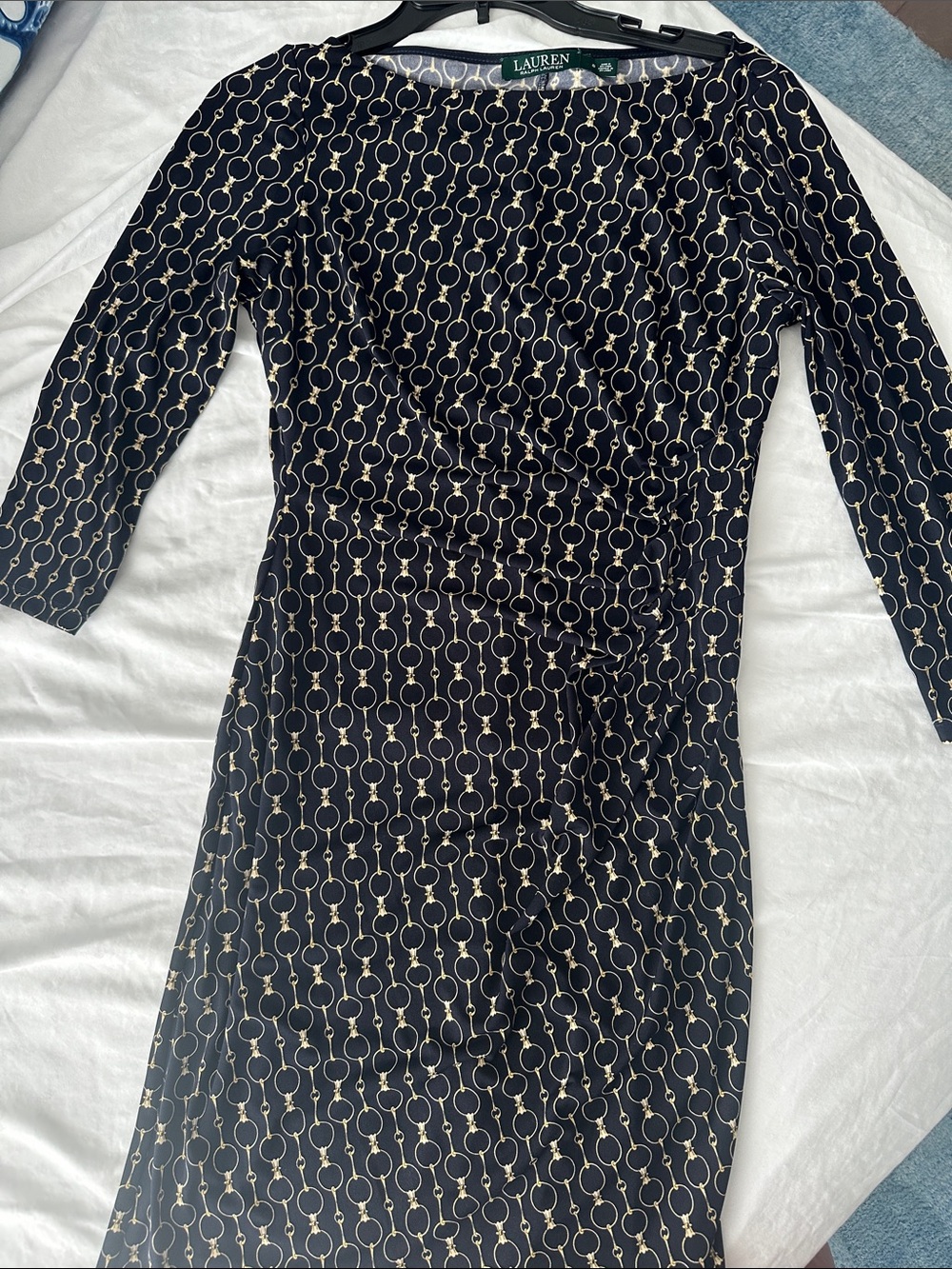 Lauren Ralph Lauren Navy Chain-Print Sheath Dress